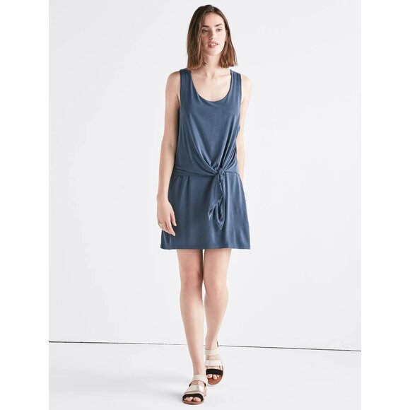 Lucky Brand XL Navy Tie Dress Sandwash NWT - Picture 1 of 11